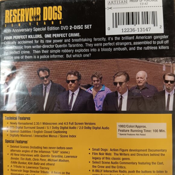 Reservoir Dogs 1992 DVD 2 Disc Wide & Full Screen Tarantino Madsen Keitel VTG - Picture 3 of 6